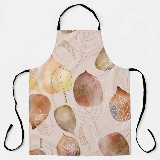 Graphic Watercolor Leaf Autumn Design Apron (Front)