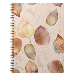 Graphic Watercolor Leaf Autumn Design Notebook