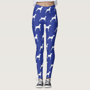 GRAPHIC WEIMARANER SILHOUETTE WHITE & BLUE LEGGING