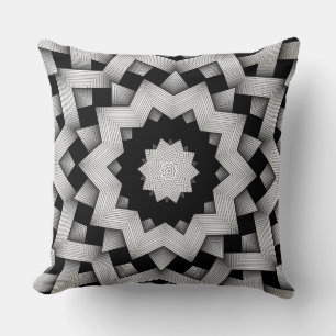 Graphic White Square Embossed Patterns Pillow