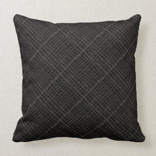 Graphical Black Diagonal Woven Burlap Throw Pillow