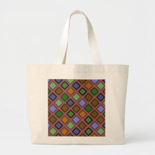 Graphical Diagonal Tiled Pattern on any Colour Large Tote Bag