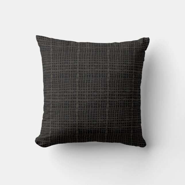 Graphical Natural Colours Woven Burlap Throw Pillow (Front)