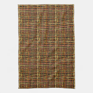 Graphical Natural looking Woven Burlap Red Kitchen Towel