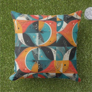 Graphical Orange-Abstraction Outdoor Pillow