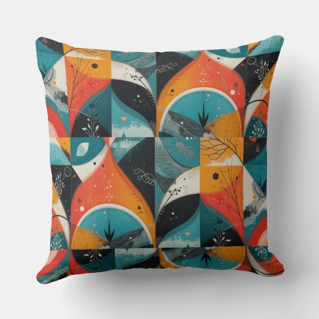 Graphical Orange-Abstraction Throw Pillow (Back)