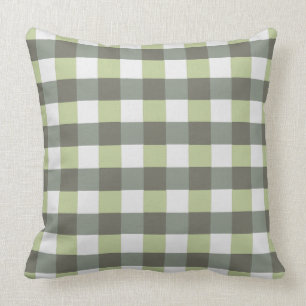 Graphical Plaid Green and Grey Chequered Throw Pillow