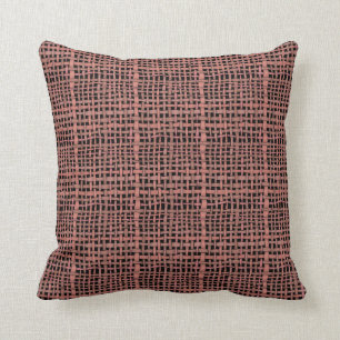 Graphical Rustic Realistic Woven Peach Burlap Throw Pillow