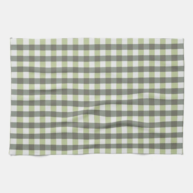 Graphical Tiled Green Grey Kitchen Towel (Horizontal)