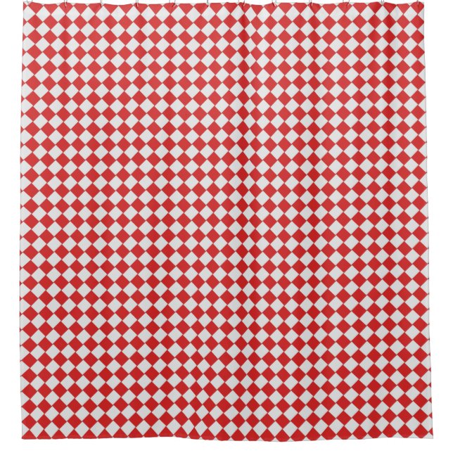 Graphical Woven Chequered Diagonal 60s Red White (Front)