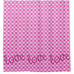 Graphical Woven Chequered Pink with Love