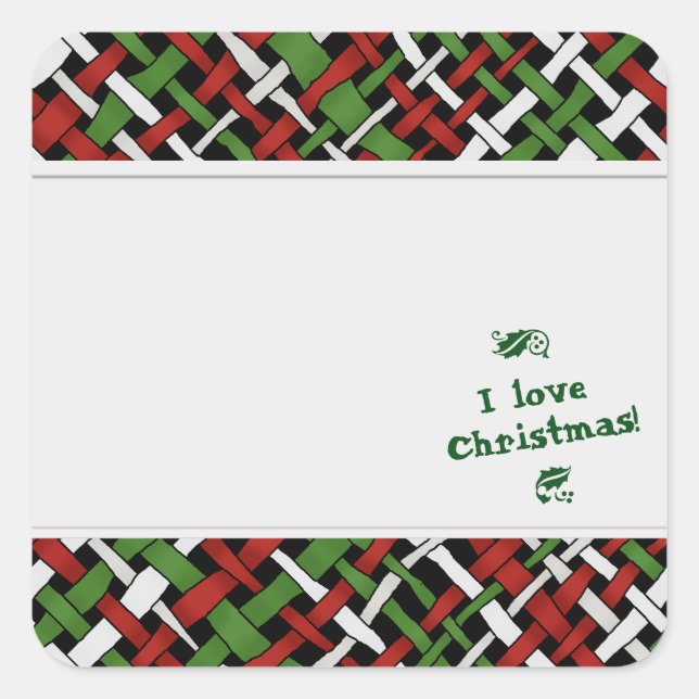 Graphical Woven Christmas Burlap Labels with Text (Front)