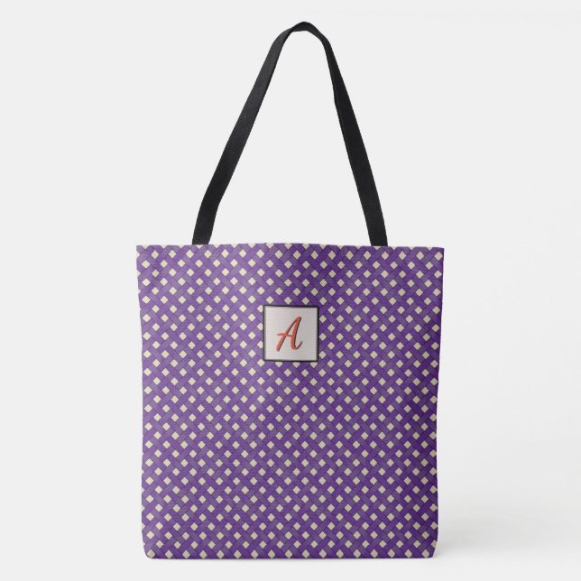 Graphical Woven Purple on Custom Colour Monogram Tote Bag (Front)