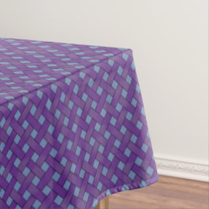Graphical Woven Purple Rattan on Custom Blue Tablecloth