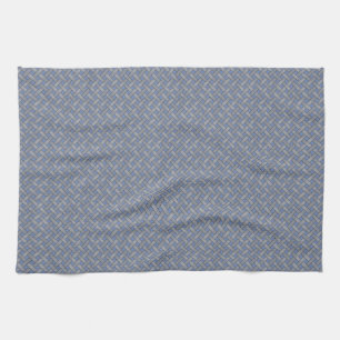 Graphical Woven Rattan Silver on Custom Blue Kitchen Towel