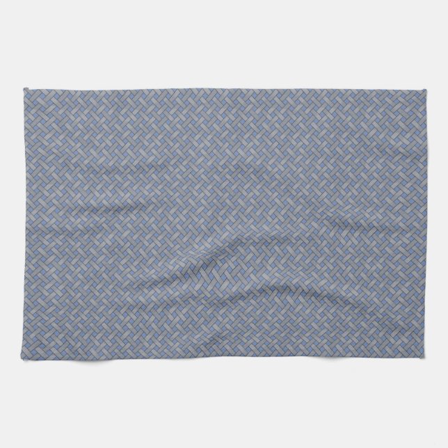 Graphical Woven Rattan Silver on Custom Blue Kitchen Towel (Horizontal)