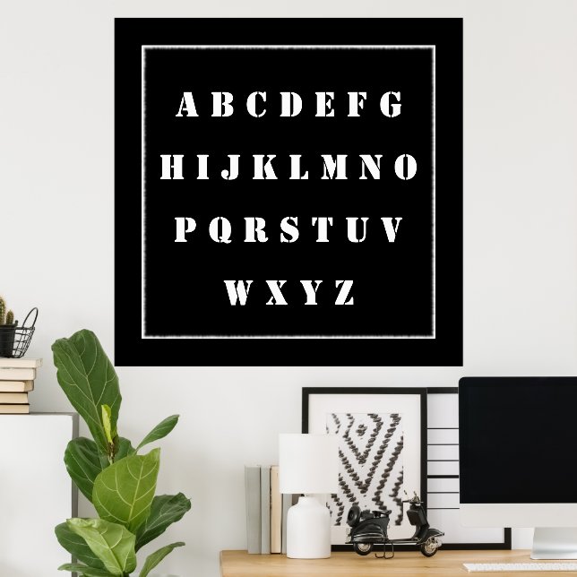 Graphique alphabet anglais blanc sur tableau noir, (Bureau à domicile)
