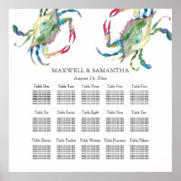 GRAPHIQUE DE LA PLAGE DE Mariage, Poster de crabe 