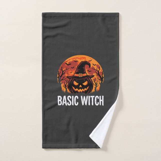 Graphique de lune de citrouille de sorcière de bas (Serviette à main)