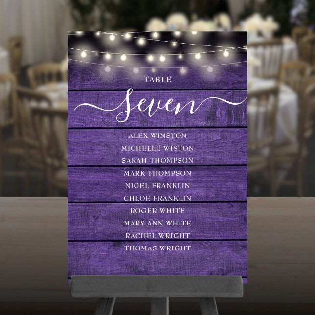 Graphique de sièges de numéro de table de voyants  (Rustic String Lights Table Number Seating Chart)