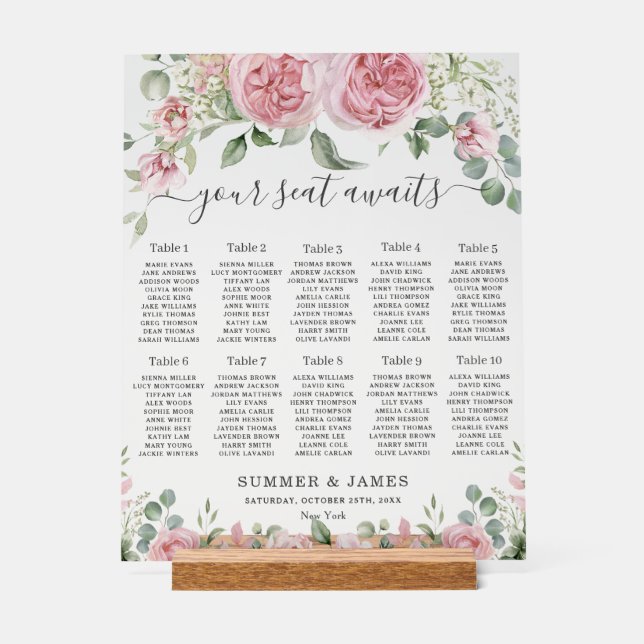 Graphique de sièges Mariages rose flou (Recto)