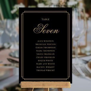 Graphique de table déco noir et or numéro de table