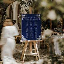 Graphiques de sièges de mariage en dentelle bleue