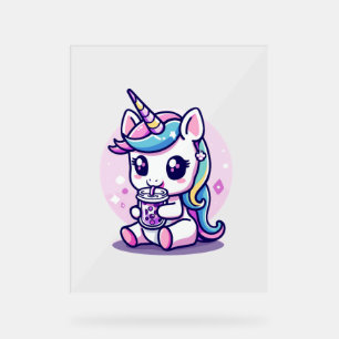 Graphisme de licorne kawaii mangeant de la soupe d