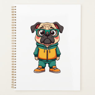 Graphisme de mode urbaine de chien de pug hipster 
