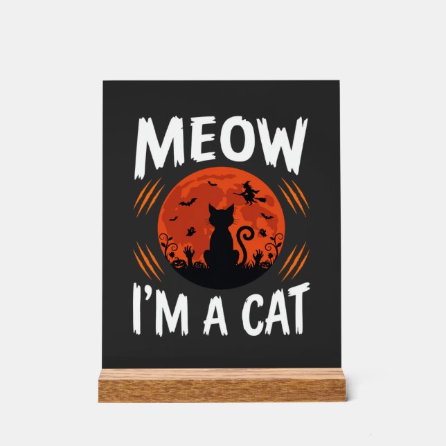 Graphisme de silhouette de chat de lune drôle d'Ha (Recto)