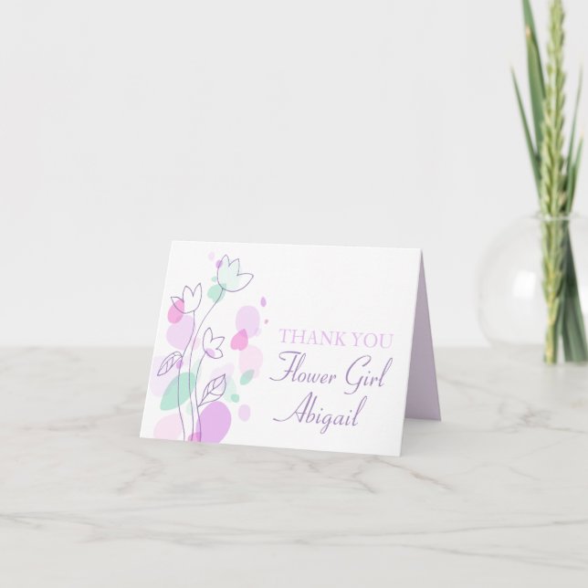 Graphisme floral mariage fille carte de remercieme (Devant)