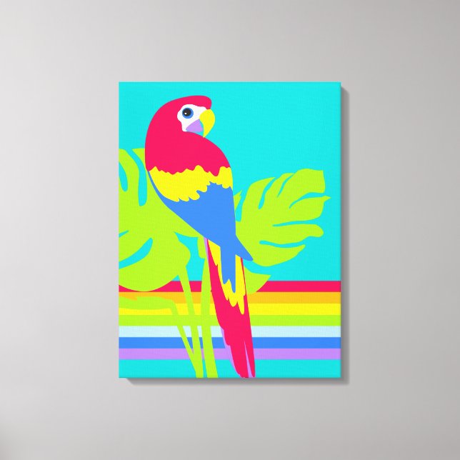 Graphisme moderne macaw tropical imprimé en toile  (Recto)