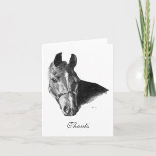 Graphite Arabian Horse Head Thank You Note Card
