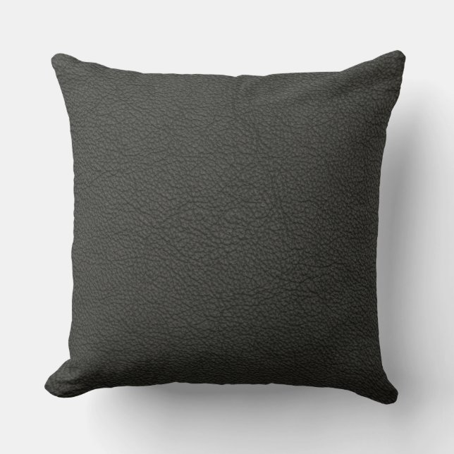 Graphite Leather Look Decorative Pillow (Front)