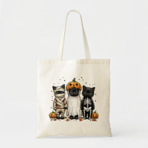 Grapping three Halloween cats Tote Bag