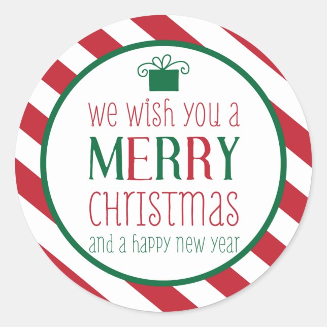 Gras bandes Joyeux Sticker de Noël (Devant)