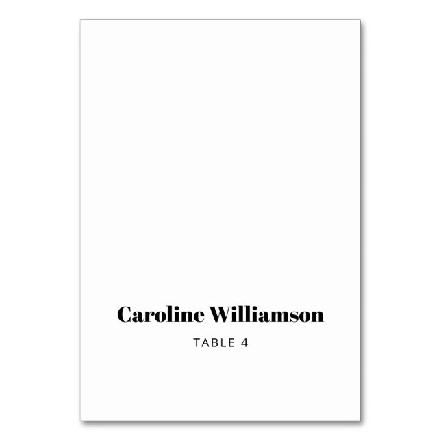 Gras Blanc Typographie Personnalisé Table Carte Pl (Par défaut)