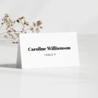 Gras Blanc Typographie Personnalisé Table Carte Pl