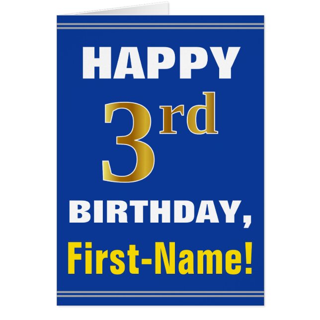 Gras, Bleu, Faux Gold 3e anniversaire avec carte d (Devant)