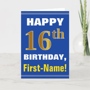 Gras, Bleu, Faux Or 16ème anniversaire avec carte 