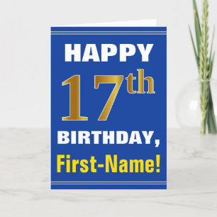 Gras, Bleu, Faux Or 17ème anniversaire avec carte 