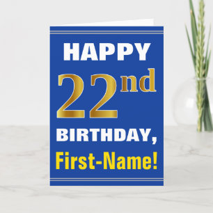 Gras, Bleu, Faux Or 22e anniversaire avec carte de