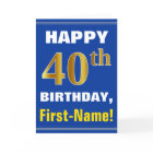 Gras, Bleu, Faux Or 40e anniversaire avec carte de