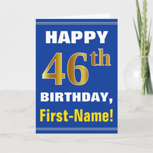 Gras, Bleu, Faux Or 46e anniversaire avec carte de (Devant)