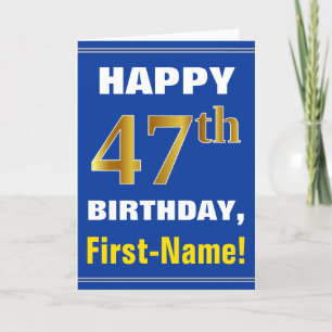 Gras, Bleu, Faux Or 47ème anniversaire avec carte 