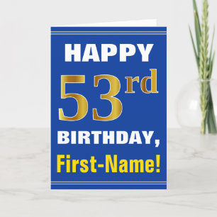 Gras, Bleu, Faux Or 53ème anniversaire avec carte