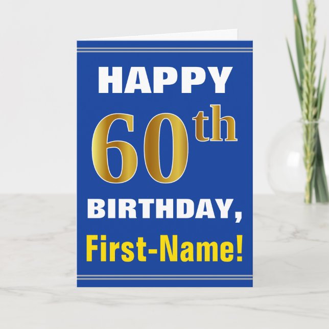 Gras, Bleu, Faux Or 60e anniversaire avec carte de (Devant)