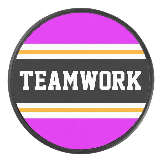 Gras Bright Pink Black TEAMWORK Stripes de course (Devant)