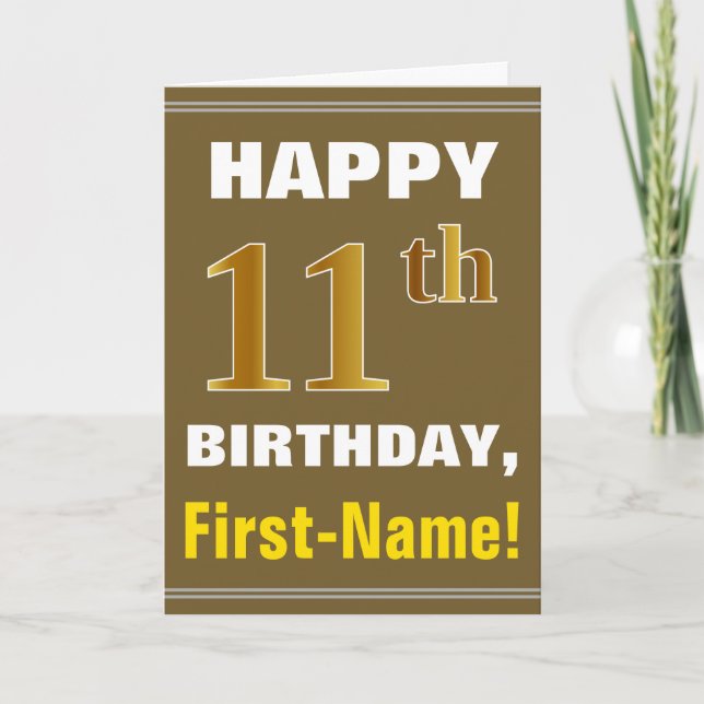 Gras, Brown, Faux Gold 11e anniversaire avec carte (Devant)