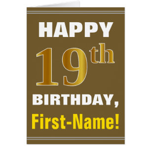 Gras, Brown, Faux Gold 19e anniversaire avec carte